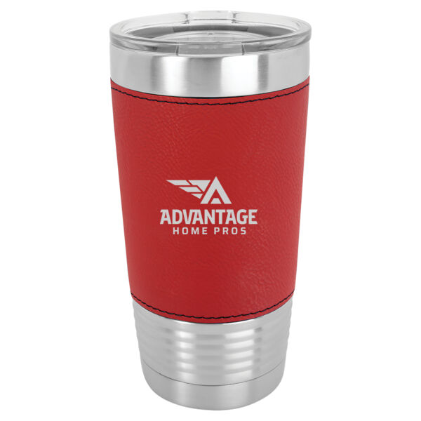 Advantage Home Pros - 20 oz. Laserable Leatherette Polar Camel Tumbler with Clear Lid Thumbnail